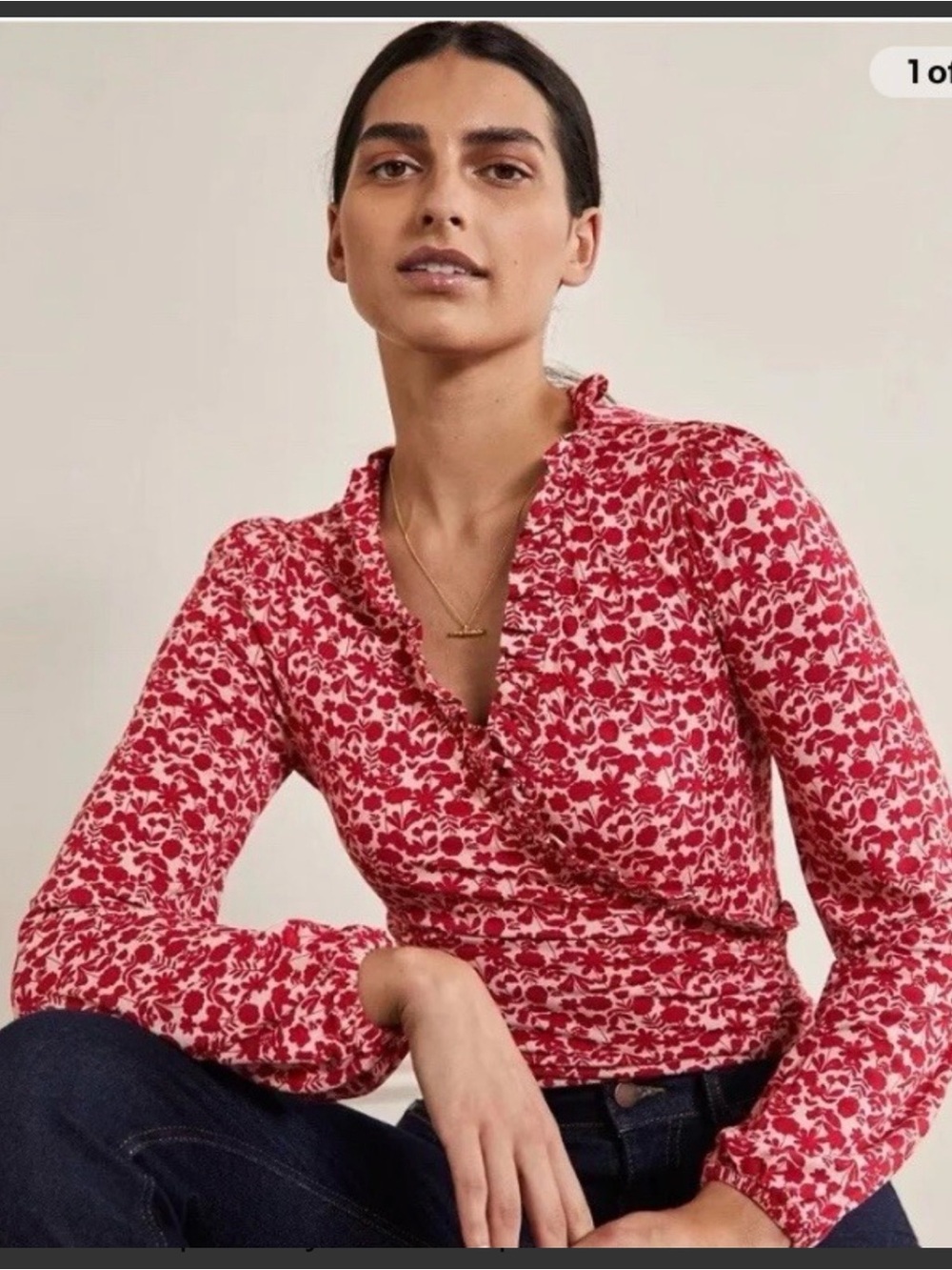 Boden Winterberry Floral Bloom Blossom Long Sleeve Women's Top Size 12